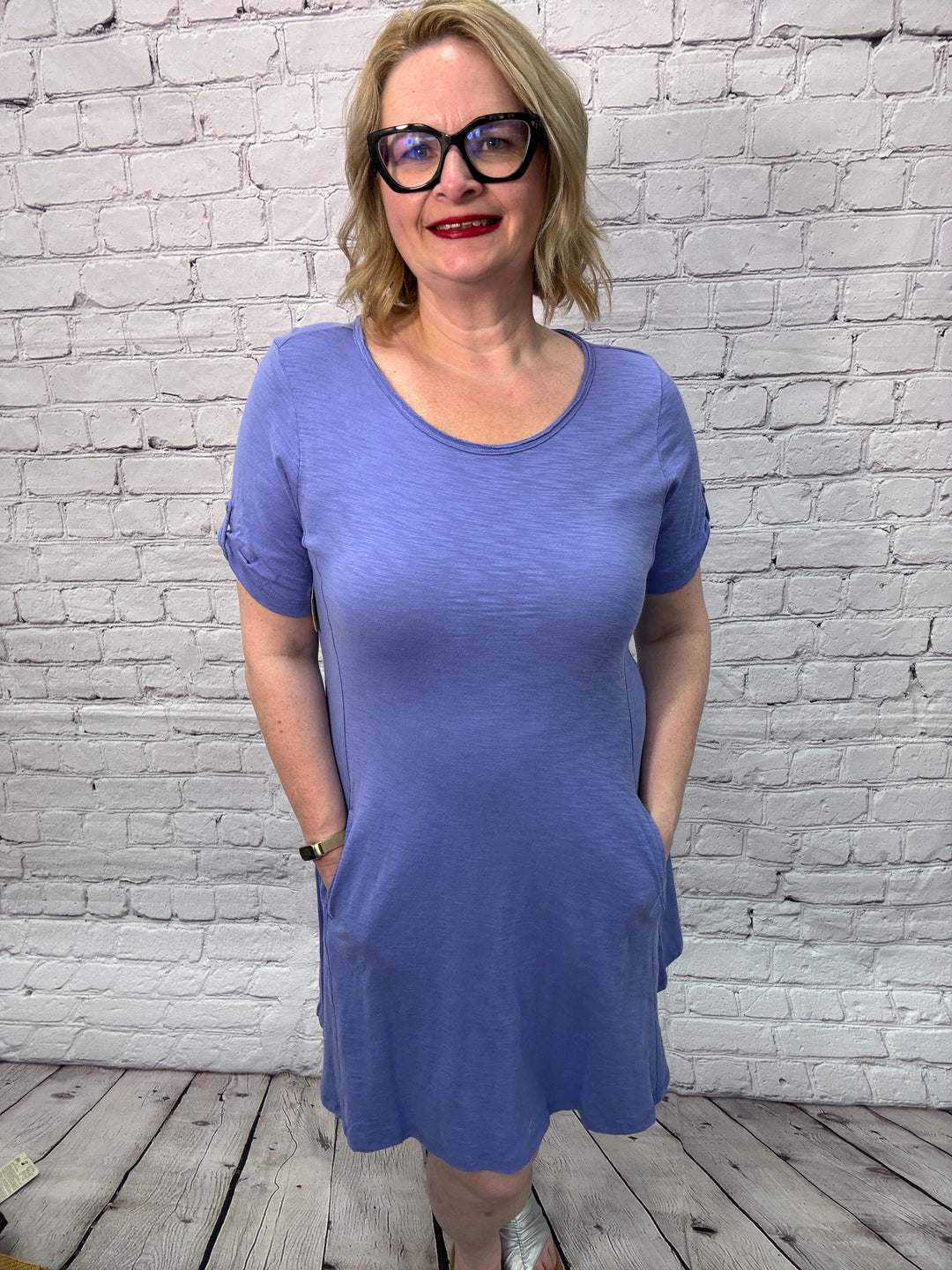Escape by Habitat Button Sleeve Pocket Dress E80010-Baja Blue - 1 ONLY SIZE X-LARGE - 20% OFF