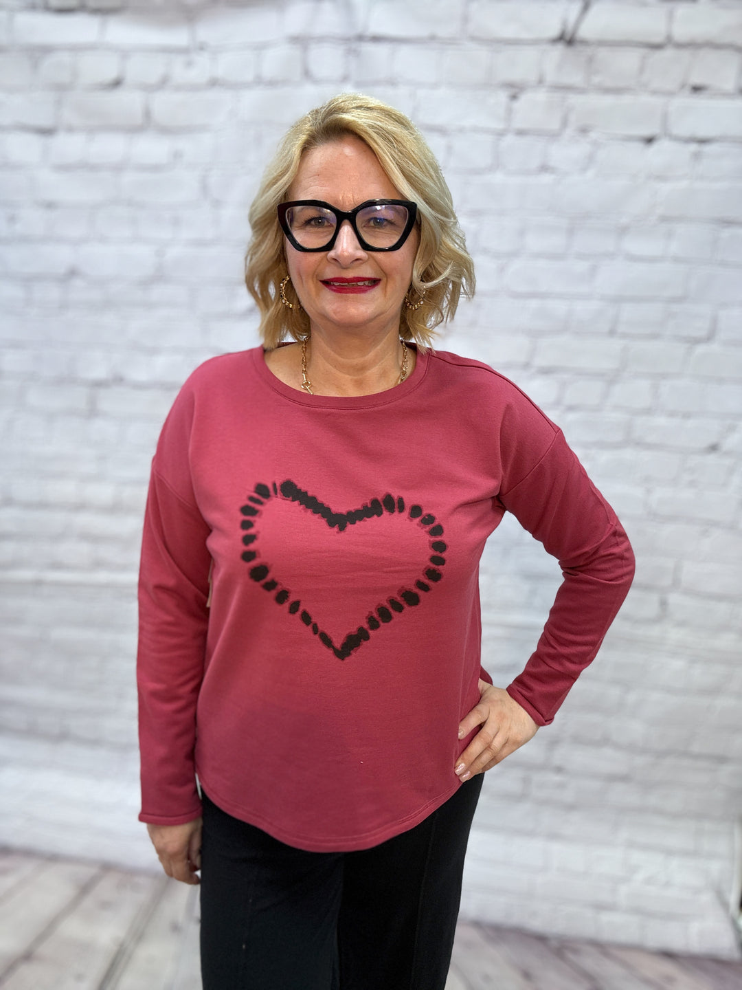 Escape by Habitat "Shibori" Heart Pullover E44501-GARNET