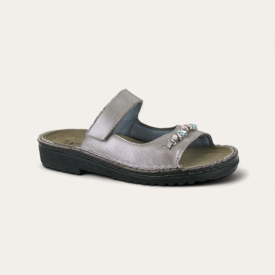 Naot Johanna Slip-On Sandal 63092-B33 Silver Threads
