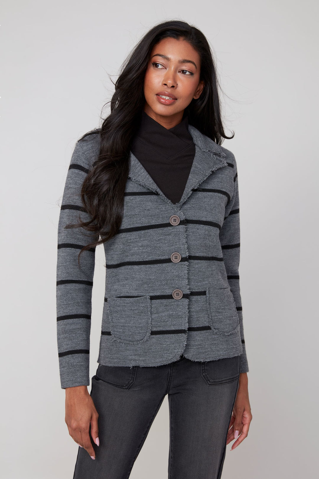 Renuar Knit Jacket R3928-4496-HECHCO Heather Charcoal
