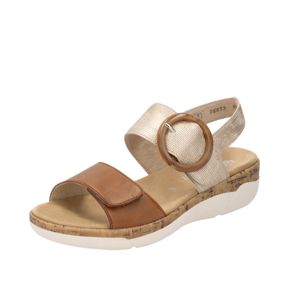 Womens Remonte Backstrap Sandal R6853-90 Brown Combo