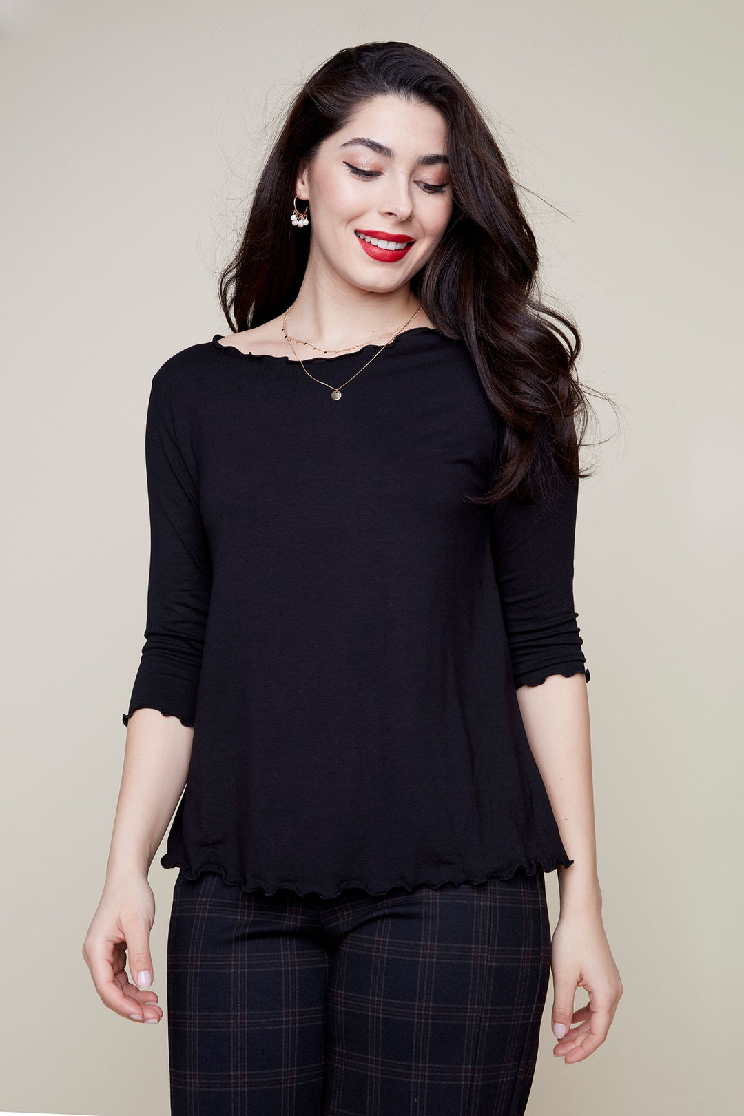 Renuar Long Sleeve Mockneck Top R7779-60K-8302 Black - 1 ONLY SIZE X-LARGE - 20% OFF