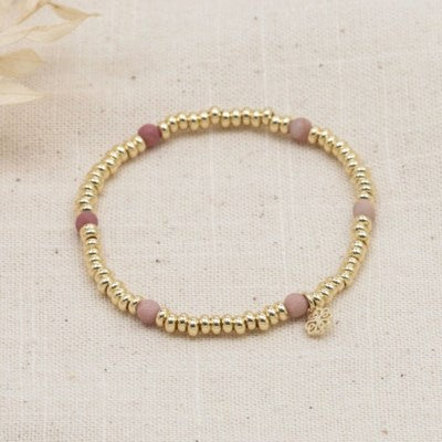 Glee Jewelry Trixie Bracelet - Gold/Pink Rhodonite