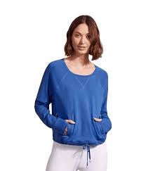 Tribal Sport Long-Sleeve Crewneck Top w/ Drawcord 1699O-3907-1504 Cobalt