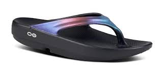 Womens Oofos Oolala Luxe Thong Sandal 1401-MNSP Midnight Spectre