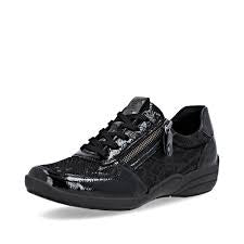 Womens Remonte Laced Shoe w/ Side Zip R7637-04 Black