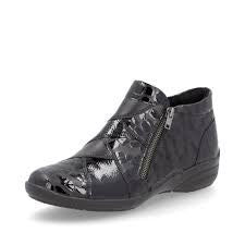 Rieker Fall Bootie R7674-04 Black Patent Combo