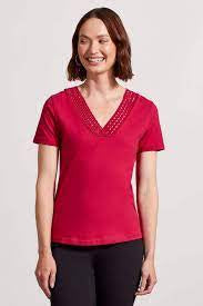 Tribal V-Neck w/ Crochet Detail 5475O-4963-2089 Daiquiri