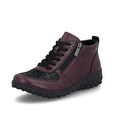Womens Rieker Winter-Lined Ankle Boot w/ Side Zipper 59541-30 Red
