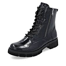 Remonte Laced Boot w/ Zipper D2S72-02 Black Patent