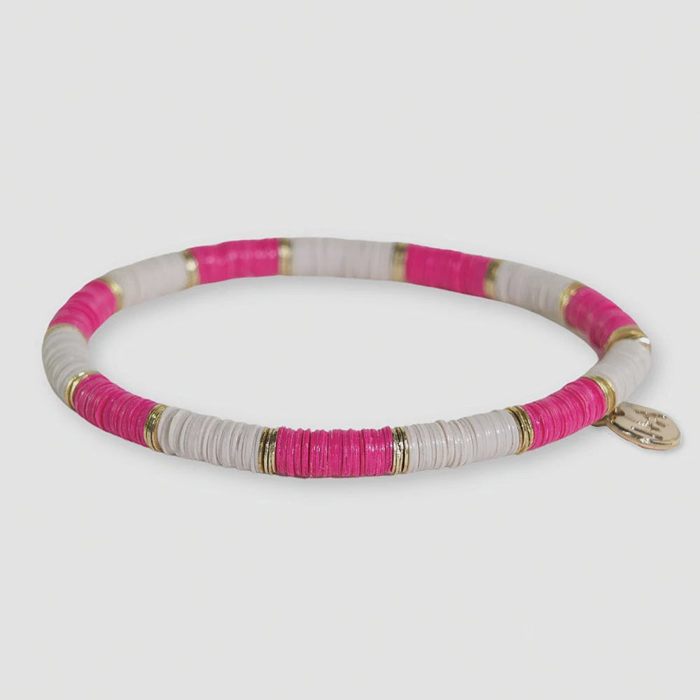 Ink + Alloy Grace Stretch Bracelet - Hot Pink/Ivory