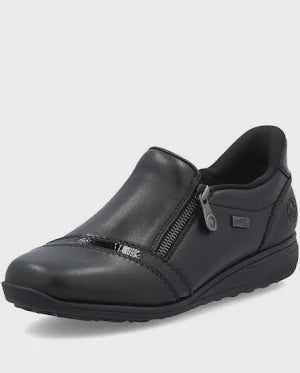Womens Rieker Slip-On Shoe w/ Side Zip 47264-00 Black