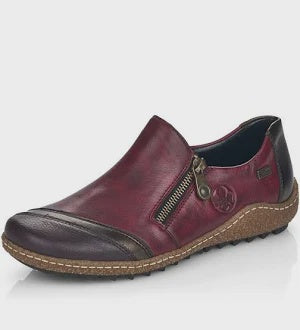 Womens Rieker Slip-On Sneaker w/ Side Zip L7571-25 Red