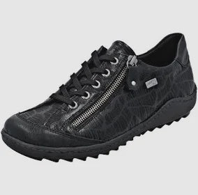 Remonte Liv Sneaker w/ Side Zip R1402-00 Black Embossed