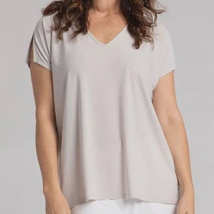 Sympli V-Neck Slit Sleeve Top 22318-0 - Cashew