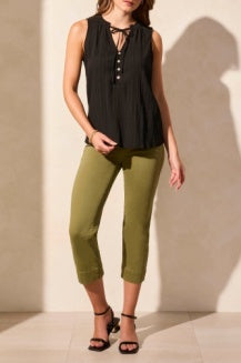 Tribal Sleeveless Blouse w/ Button Placket 2168O-8140-0002 Black