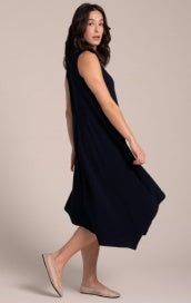 Sympli Sleeveless Slant Pocket Dress 2888-BLK Black