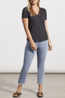 Tribal V-Neck w/ Crochet Detail 5475O-4963-0002 Black