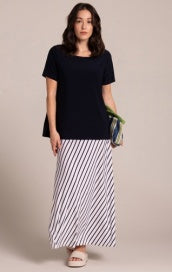 Sympli Soft Square Neck Short-Sleeve Top 22370-1 Navy