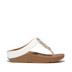 Fit Flop Fino Crystal-Chain Leather Toe Post Sandal HX2-194 Urban White