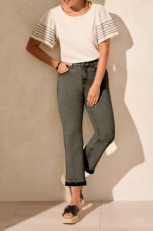 Tribal Sophia 5-Pocket Micro Flare Crop 7735O-2020W-3176 Dune Grass