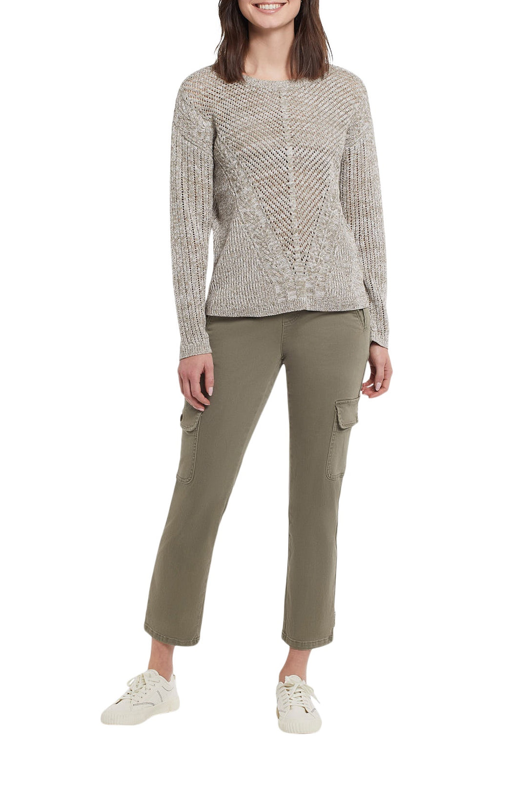 Tribal Long Sleeve Scoop Neck Sweater 1062O-3581-2001 H. Moss Green