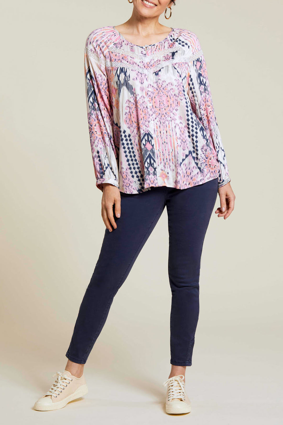 Tribal Pull-On Ankle Pant w/ Snap Detail 1308O-2020W-2317 Deep Blue