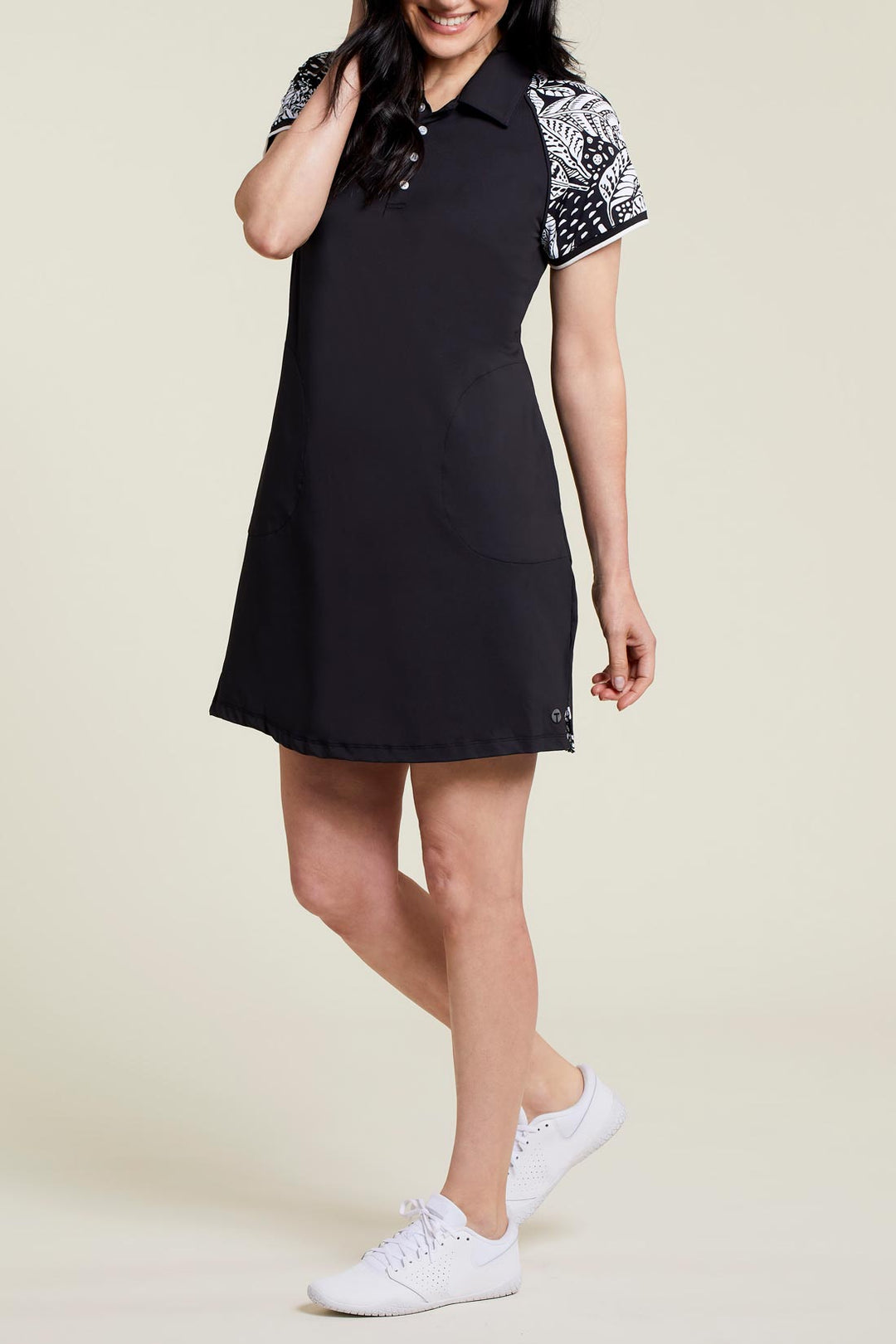 Tribal Sport Short-Sleeve Dress w/ Inner Short 1386O-3476-0002 Black