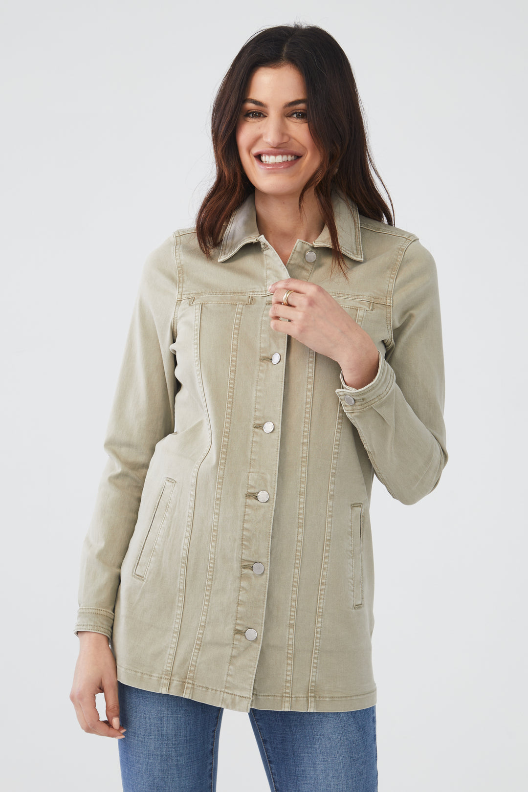 FDJ Long Denim Jacket 1825511-BALEAF Bayleaf - 1 ONLY SIZE MEDIUM - 20% OFF