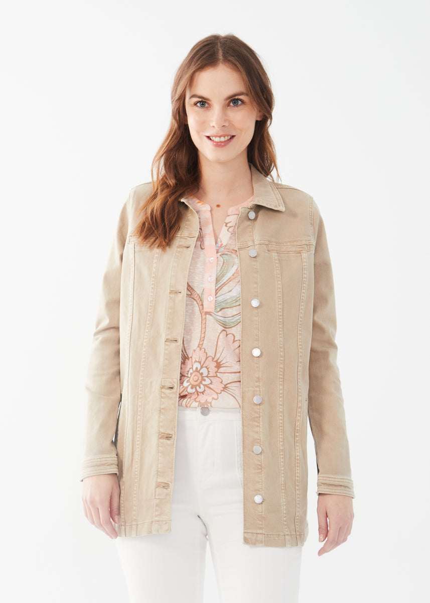 FDJ French Dressing Long Denim Jacket 1825511SDO Sand Dollar Johnson