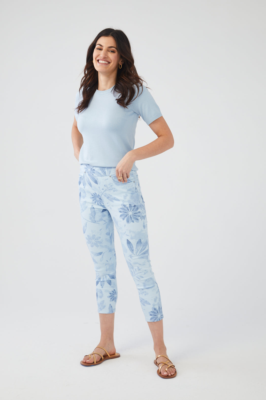 FDJ Pull-On Slim Crop Pant 2059837-IND Indigo Imprint
