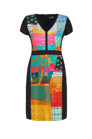 Dolcezza Cap Sleeve Dress 21656-MULTI - 1 ONLY SIZE X-LARGE - 20% OFF