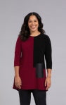 Sympli Color Block Patch Pocket Tunic 23201CB-2 Bloodstone/Black - 1 ONLY SIZE 12 - 20% OFF