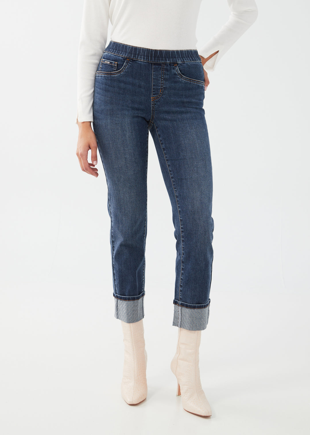 FDJ Pull-On Straight Ankle Jean 2445669-DKVINT Dark Vintage