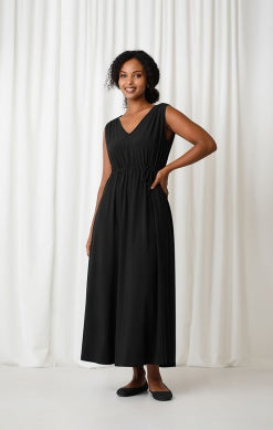Sympli Sleeveless V-Neck Tie Long Dress 28123-BLK Black - 1 ONLY SIZE 10 - 20% OFF