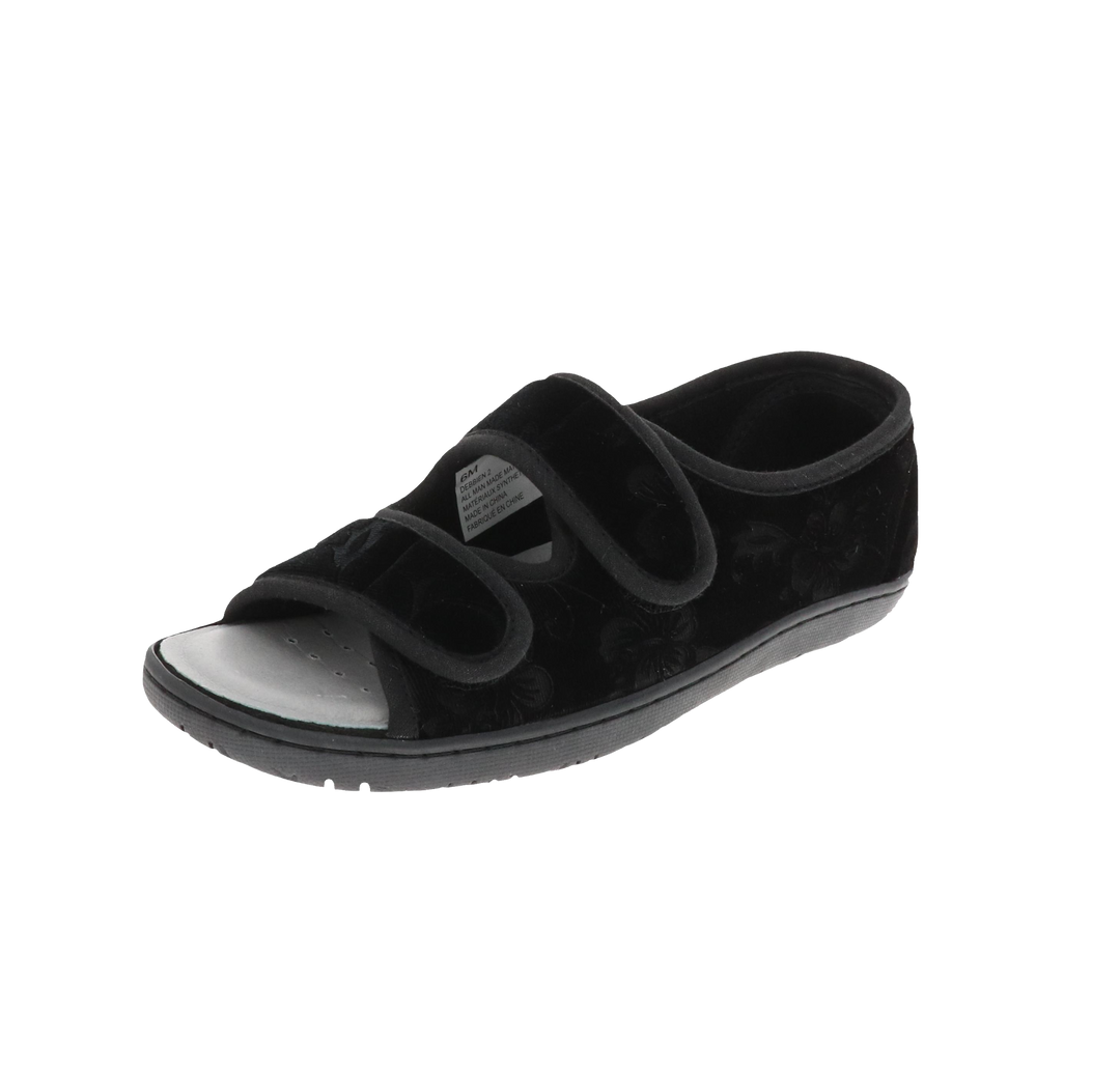 Womens Foamtreads Open-Toe "Debbien 2" Slipper - Black