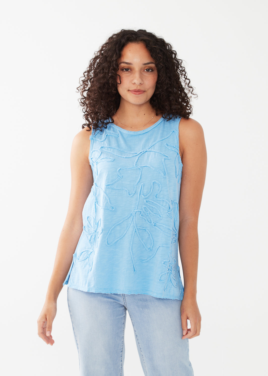 FDJ Sleeveless Applique Top 3177476-LAG Lagoon