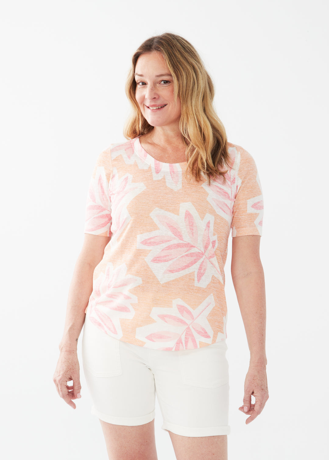 FDJ Elbow Sleeve Scoopneck Top 3313453-STPRT Sticker Print