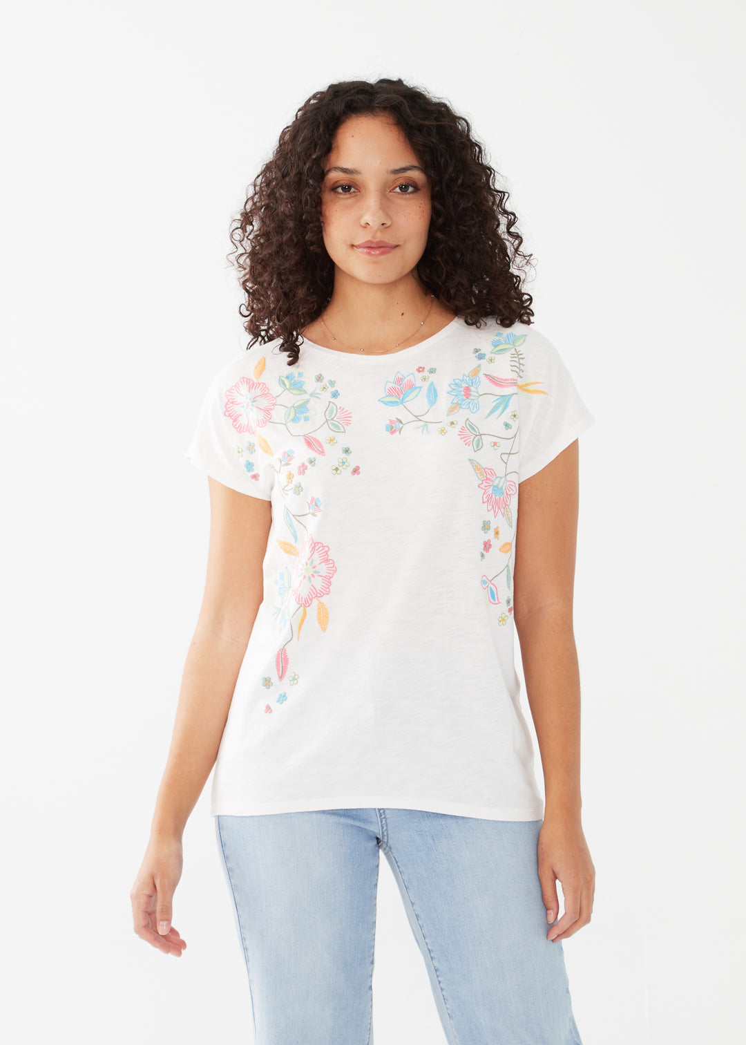 FDJ Embroidered short Sleeve T-Shirt 3314476-WHT White
