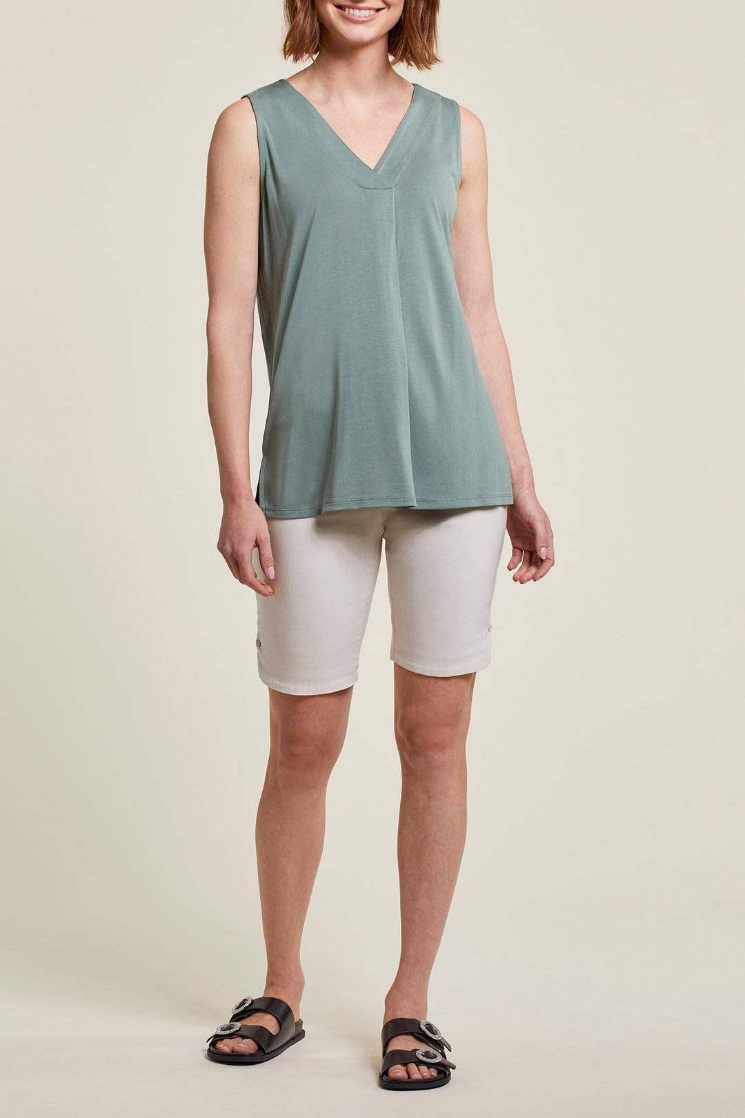 Tribal Flatten-It Pull-On Short w/Snap Slit 4833O-2485-0042 Stone