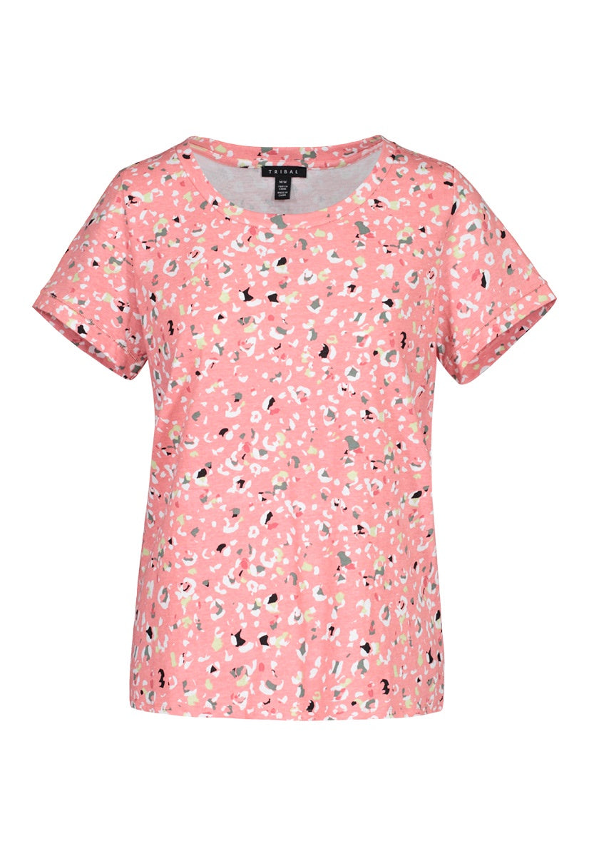 Tribal Short Sleeve Crew Neck T-shirt 4502O-2948-1264 Punch - 1 ONLY SIZE X-SMALL - 20% OFF
