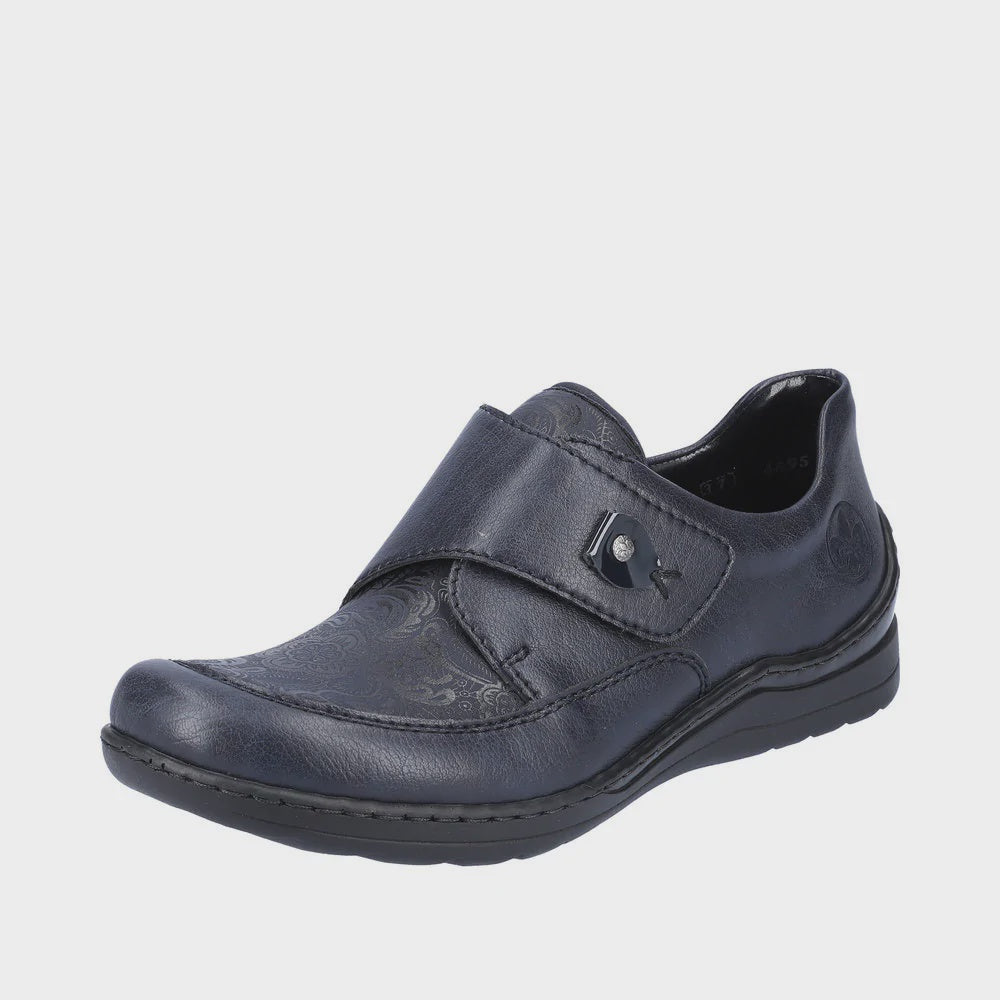 Womens Rieker Slip-On Shoe w/ Velcro Strap 48951-14-2 Navy