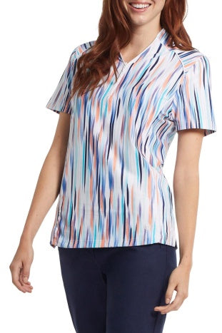 Tribal Sport Short Sleeve Zip Neck Shirt w/Piping UFP 50 4901O-3024-1767 Guava - 1 ONLY SIZE SMALL - 20% OFF