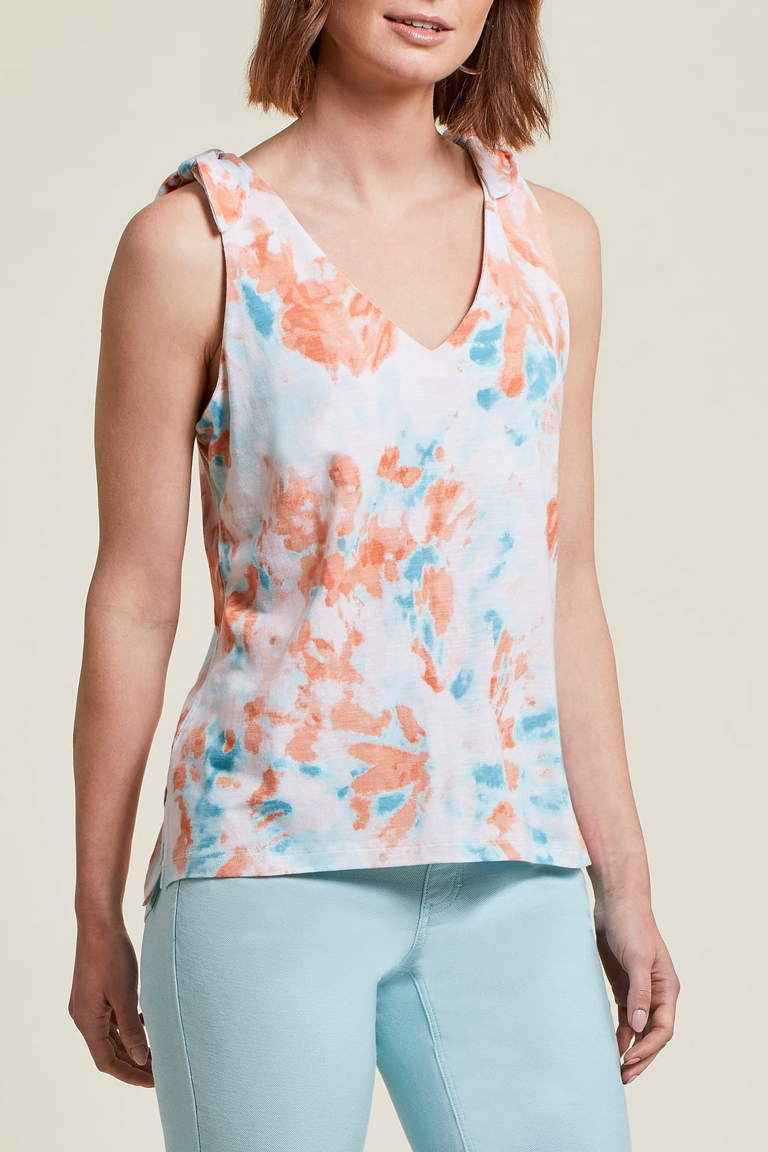 Tribal Sleeveless Top w/ Shoulder Tie 4947O-3250-1717 Reef