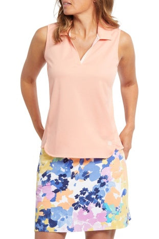 Tribal Sport Sleeveless Polo w/ Stripe Trim 4954O-3491-0591 Coral Mist - 1 ONLY SIZE SMALL - 20% OFF
