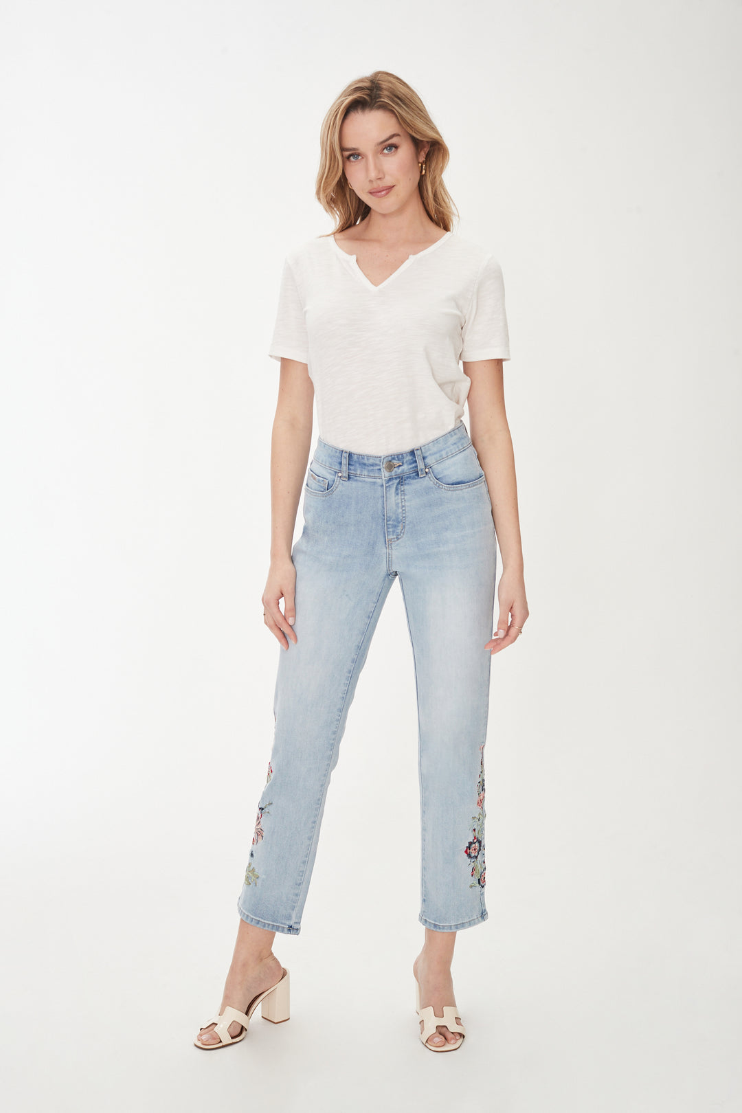 FDJ Christina Straight Ankle Embroidered Jean 5311779-POW Powder Wash - 1 ONLY SIZE 6 - 20% OFF
