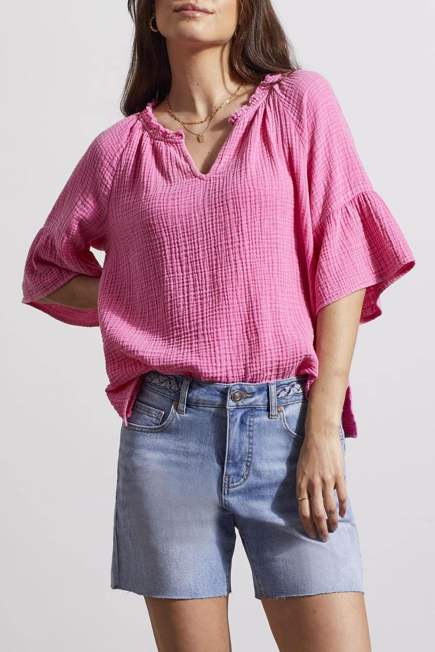 Tribal Raglan Sleeve Blouse 5349O-4555-3097 Hi Pink - 1 ONLY SIZE SMALL - 20% OFF