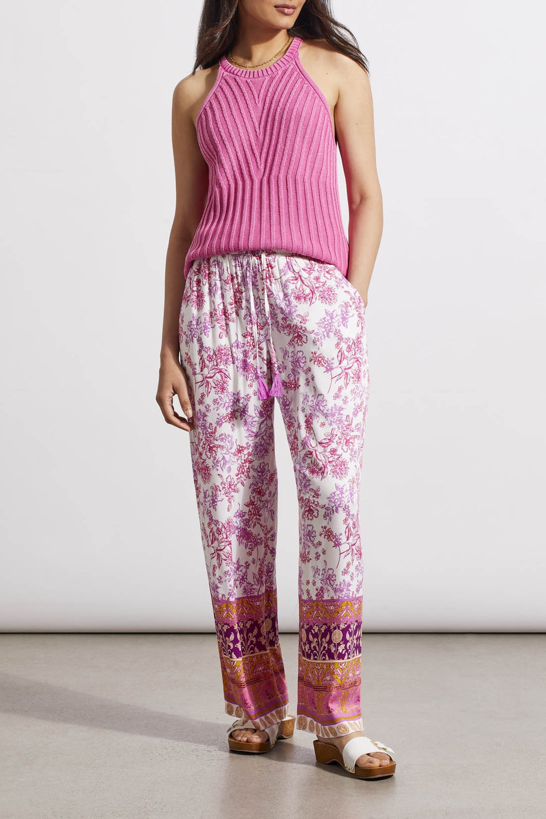Tribal Flowy Border Print Pant 5432O-1434-2089 Daiquiri