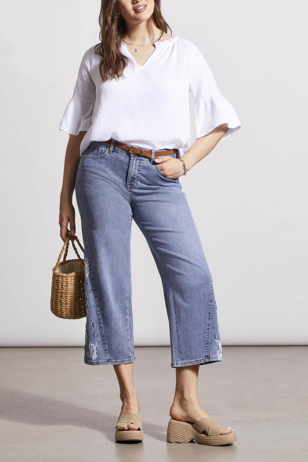 Tribal Sophia Wide Crop Embroidered Jean 5473O-2020-2284 Dark Vintage - 1 ONLY SIZE 6 - 20% OFF