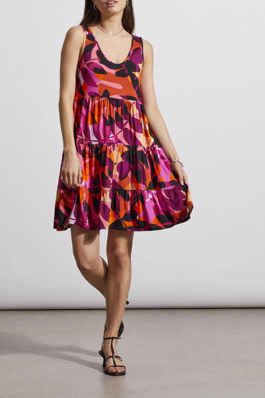Tribal Tiered Print Knit Dress 5484O-2671-3058 Mauve Lush - 1 ONLY SIZE X-LARGE - 20% OFF